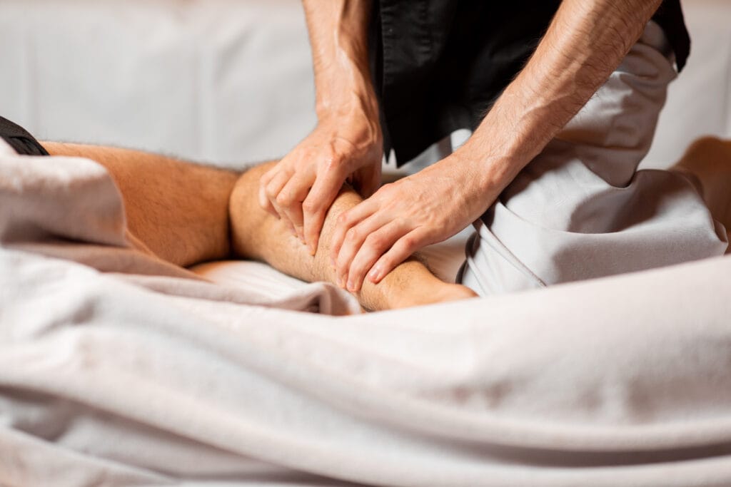 A Massage therapist providing relaxing massage techniques for a patient's arma