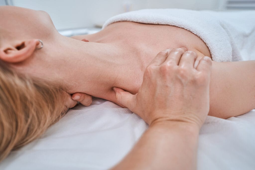 Medical Massage Therapy client being treated for neck pain